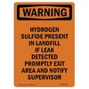 Signmission OSHA Warning Sign, 10" H, 7" W, Rigid Plastic, Hydrogen Sulfide Present In Landfill, Portrait OS-WS-P-710-V-13256
